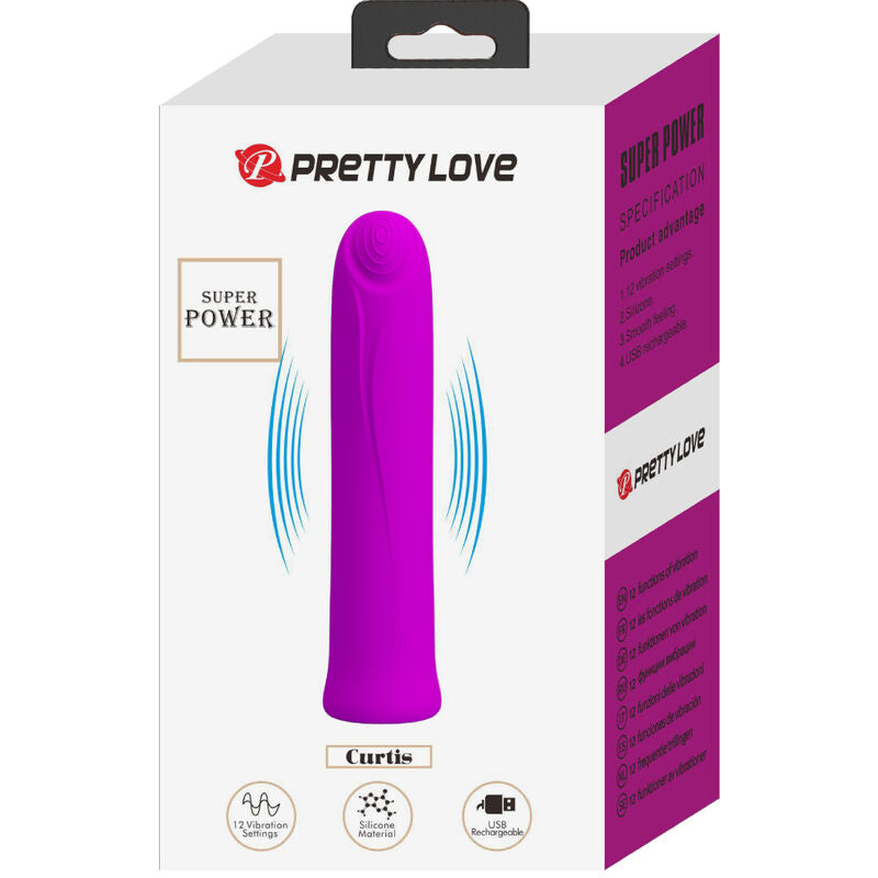 PRETTY LOVE - CURTIS MINI VIBRADOR SUPER POWER 12 VIBRACIONES SILICON VIOLETA