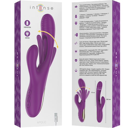 INTENSE - APOLO VIBRADOR MULTIFUNCTIONAL RECHARGEABLE 7 VIBRACIONES WITH MORADO OSCILANTE LENGTH
