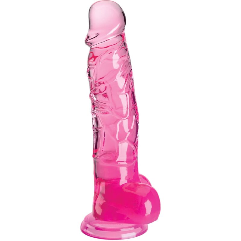 King Cock – Clear pénis réaliste avec boules 16.5 cm rose