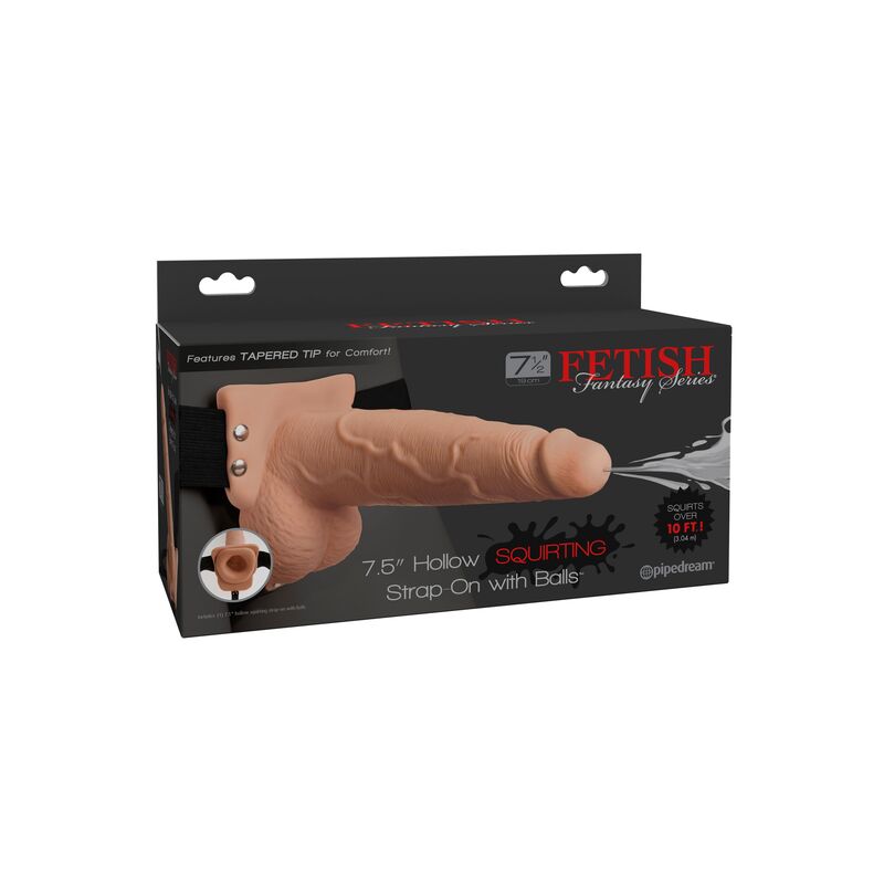 FETISH FANTASY SERIES - ADJUSTABLE ARNÉS PENE REALÍSTICO WITH TESTICULOS SQUIRTING 19 CM