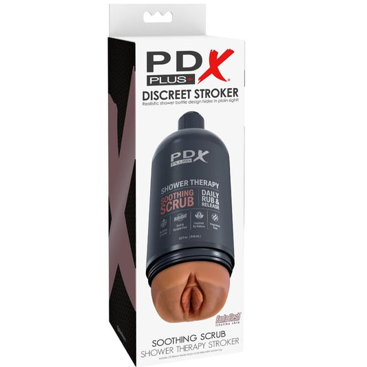 PDX PLUS - MASTURBADOR STROKER DISCRETE DE BOTE CHAMPU SOOTHING SCRUB CARAMELO