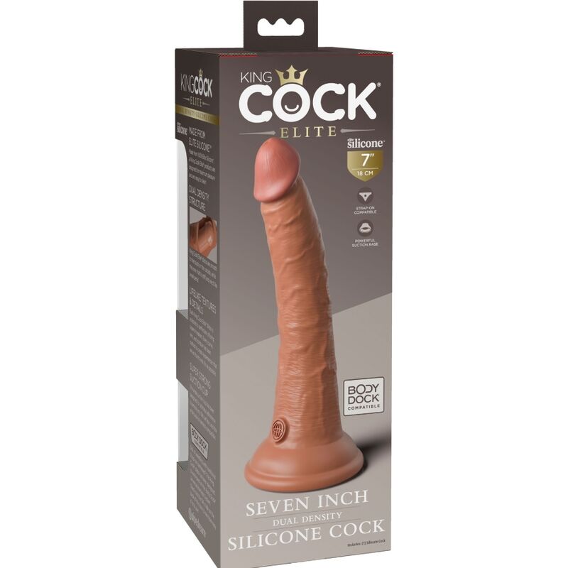 KING COCK - ELITE DILDO REALISTIC SILICONA 17.8 CM CARAMELO