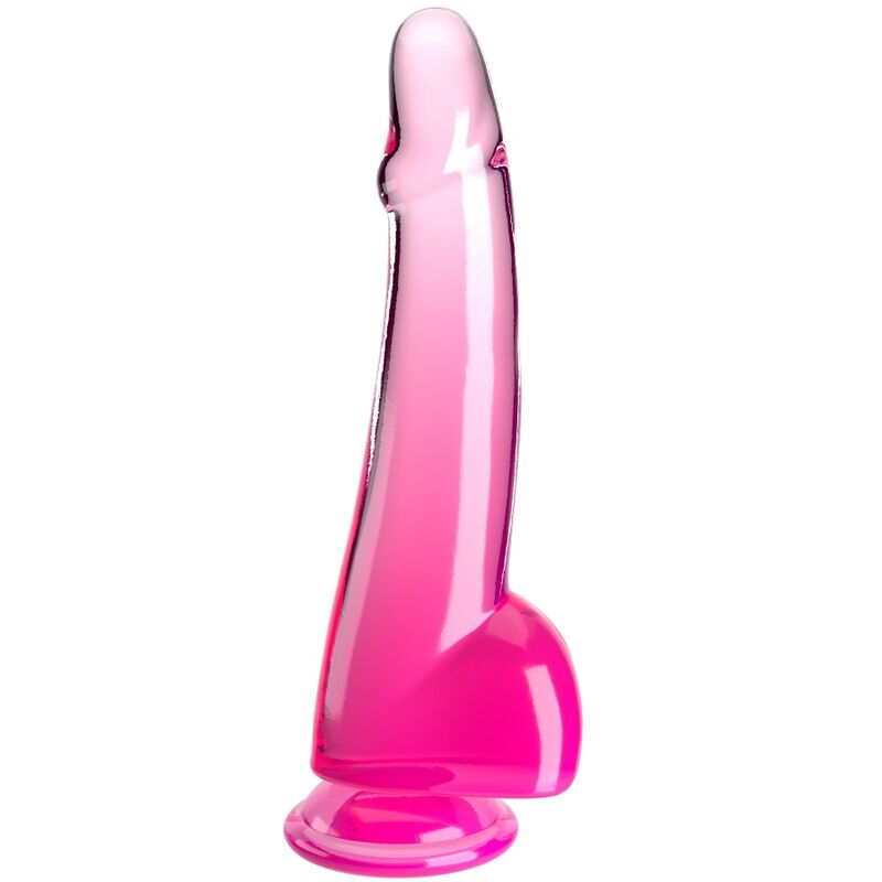 King Cock – Clear gode testicules 19 cm rose