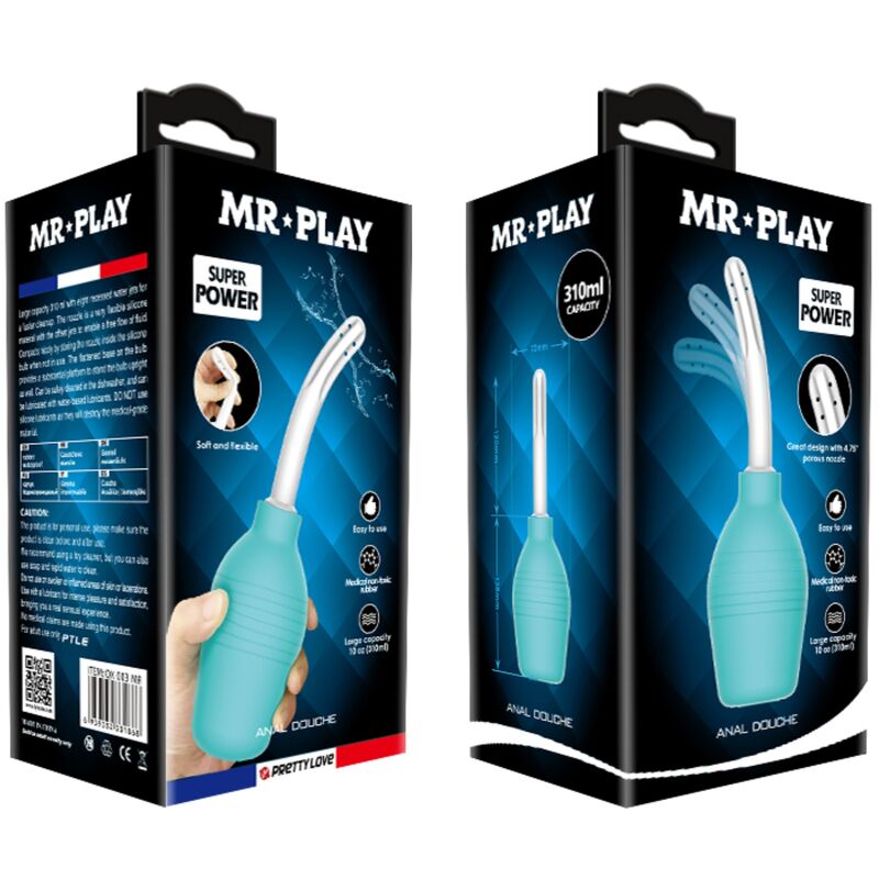 MR PLAY - PERA ANALE DUCHA DE GOMA AZUL