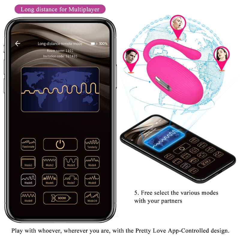 PRETTY LOVE - DOREEN HUEVO RECHARGEABLE VIBRADOR MAGENTA CONTROL REMOTO