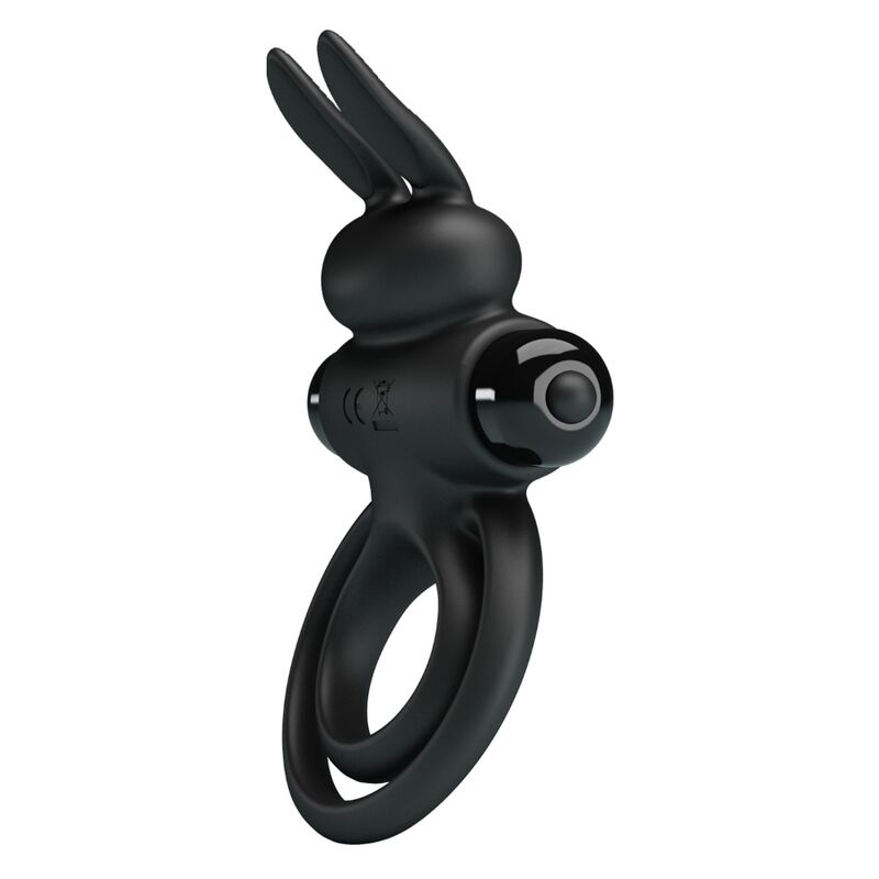Pretty Love – Anneau de lapin vibrator III pour pénis noir