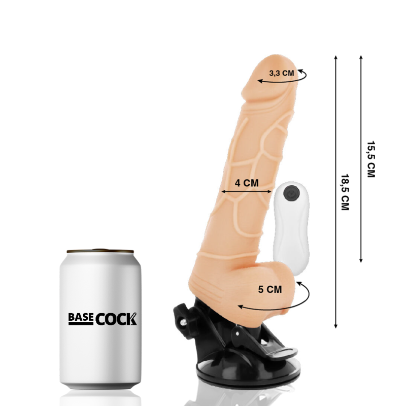 Basecock – Vibrateur réaliste télécommande noir 18.5 cm -o- 4cm