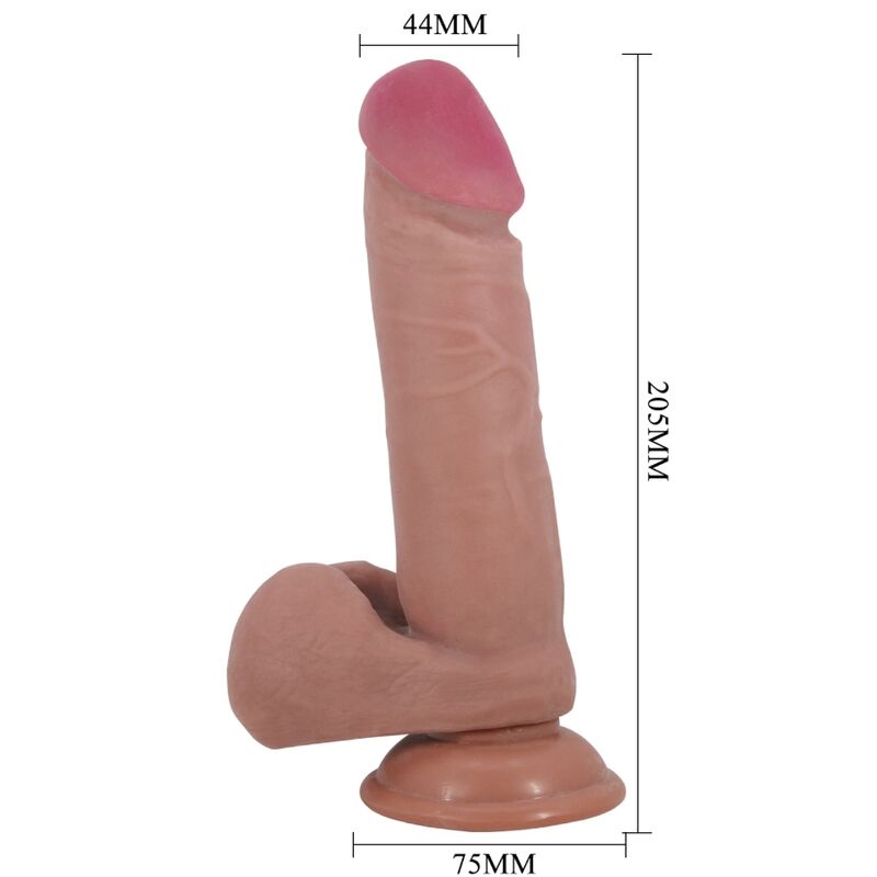 PRETTY LOVE - SLIDING SKIN SERIES REAL DILDO WITH VENTOSA PEL DESLIZANTE NATURAL 20.5 CM