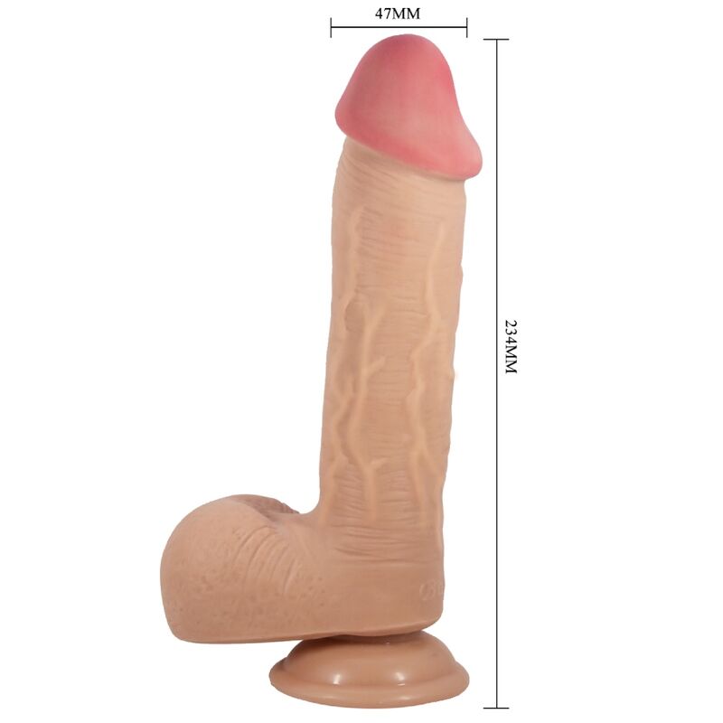 PRETTY LOVE - SLIDING SKIN SERIES REAL DILDO WITH VENTOSA PEL DESLIZANTE NATURAL 23.4 CM
