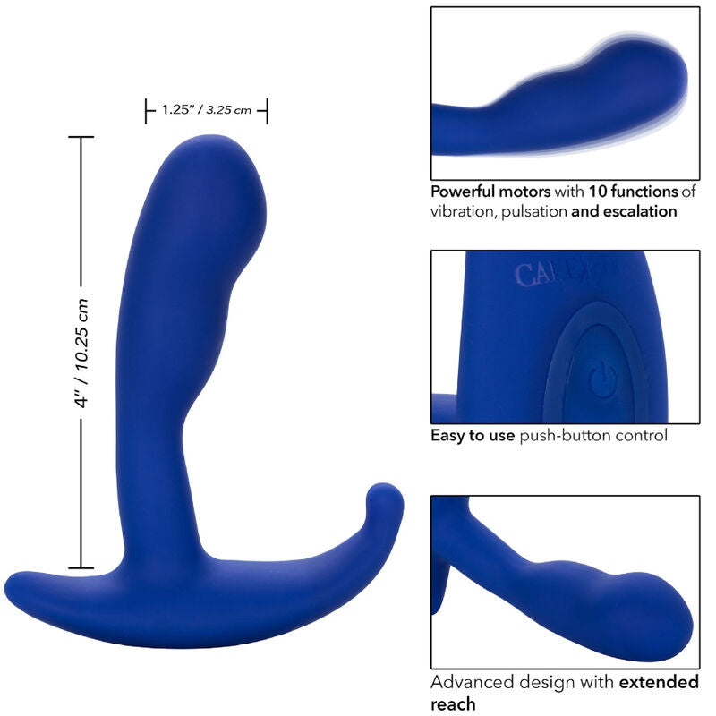 CALEXOTICS - ADMIRAAL GEBOGEN ESTIMULADOR & VIBRADOR ANAAL AZUL