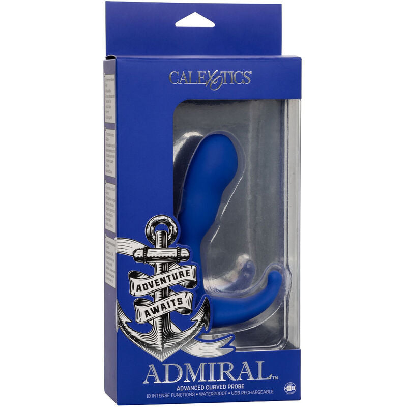 CALEXOTICS - ADMIRAAL GEBOGEN ESTIMULADOR & VIBRADOR ANAAL AZUL