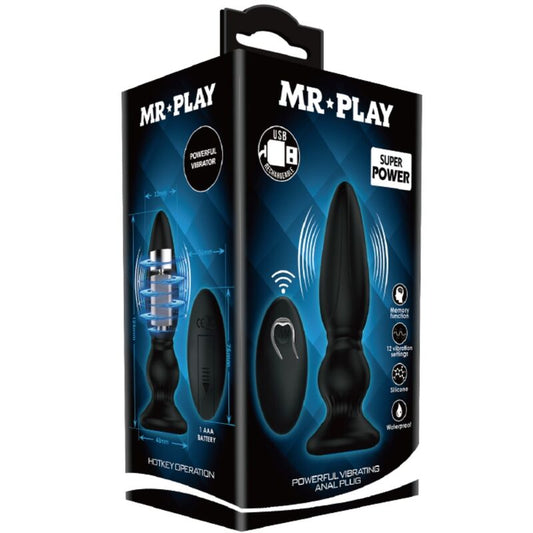 MR PLAY - POTENTE VIBRADOR CONTROL REMOTO ANAL PLUG NEGRO