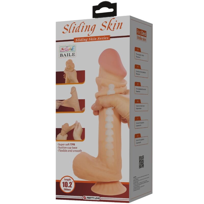 PRETTY LOVE - SLIDING SKIN SERIES REAL DILDO WITH VENTOSA SKIN DESLIZANTE 26 CM