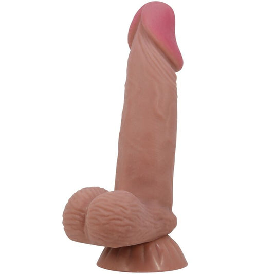PRETTY LOVE - SLIDING SKIN SERIES REAL DILDO WITH VENTOSA PEL DESLIZANTE MORENO 19.4 CM