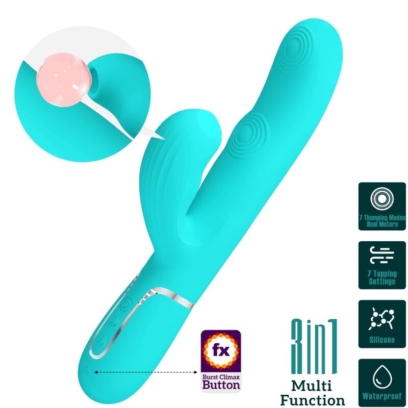 PRETTY LOVE - PERLITA VIBRADOR PUNTO G 3 IN 1 MULTIFUNCTION GREEN AGUA