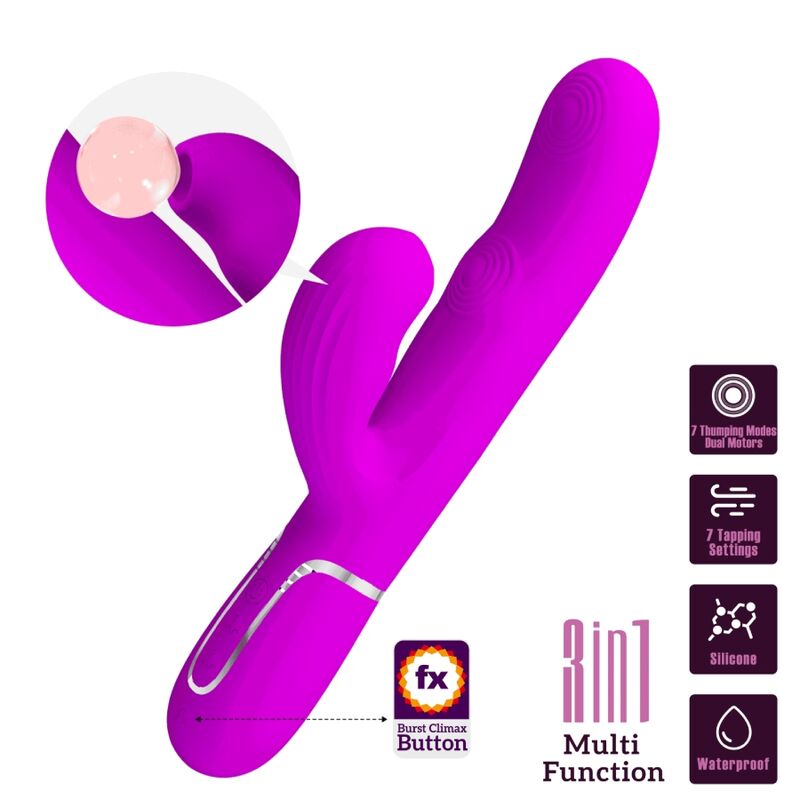 PRETTY LOVE - PERLITA VIBRADOR PUNTO G 3 IN 1 MULTIFUNCTION VIOETA
