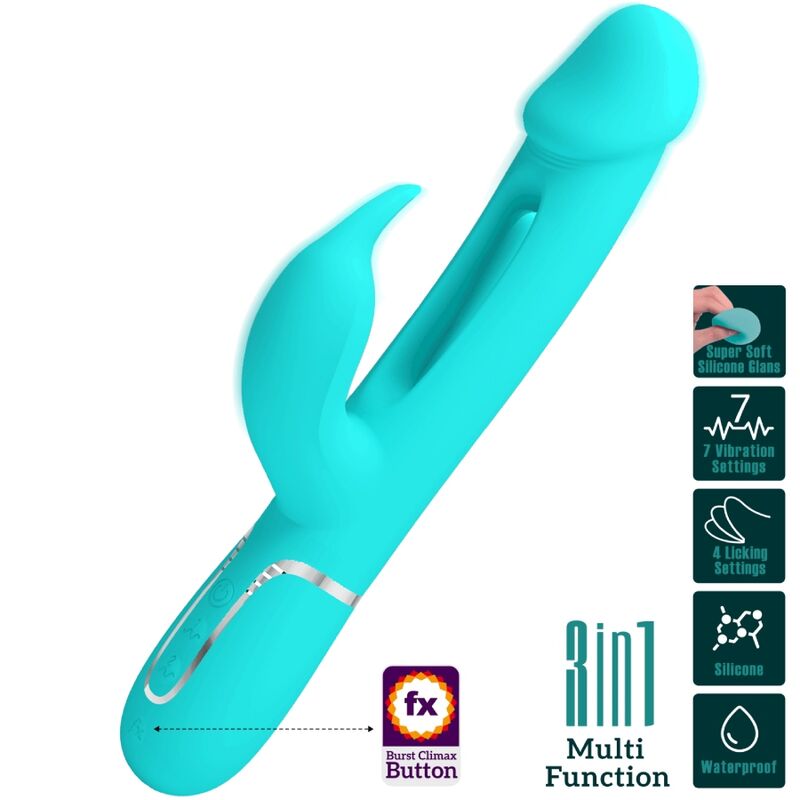 Pretty Love – Vibrateur dejon rabbit 3 en 1 multifonction vert aqua