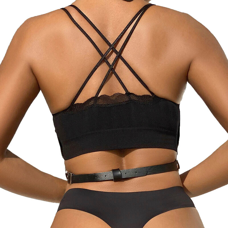 SUBBLIME - ARNÉS DE PECHO PADLOCK CUERO NEGRO TALLA ÚNICA