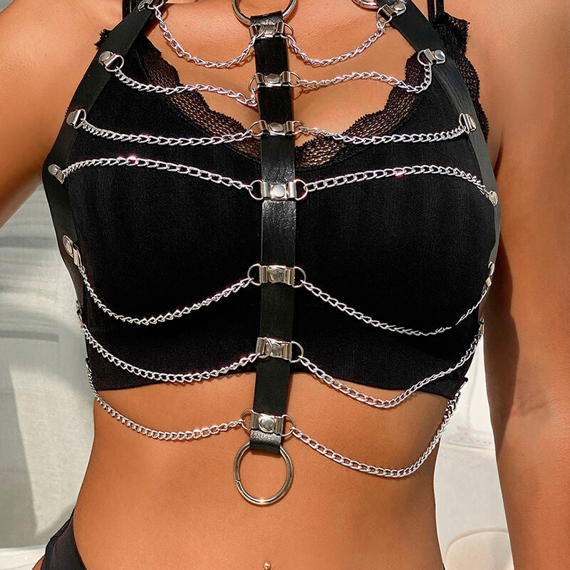 SUBBLIME - ARNÉS DE PECHO PADLOCK CUERO NEGRO TALLA ÚNICA