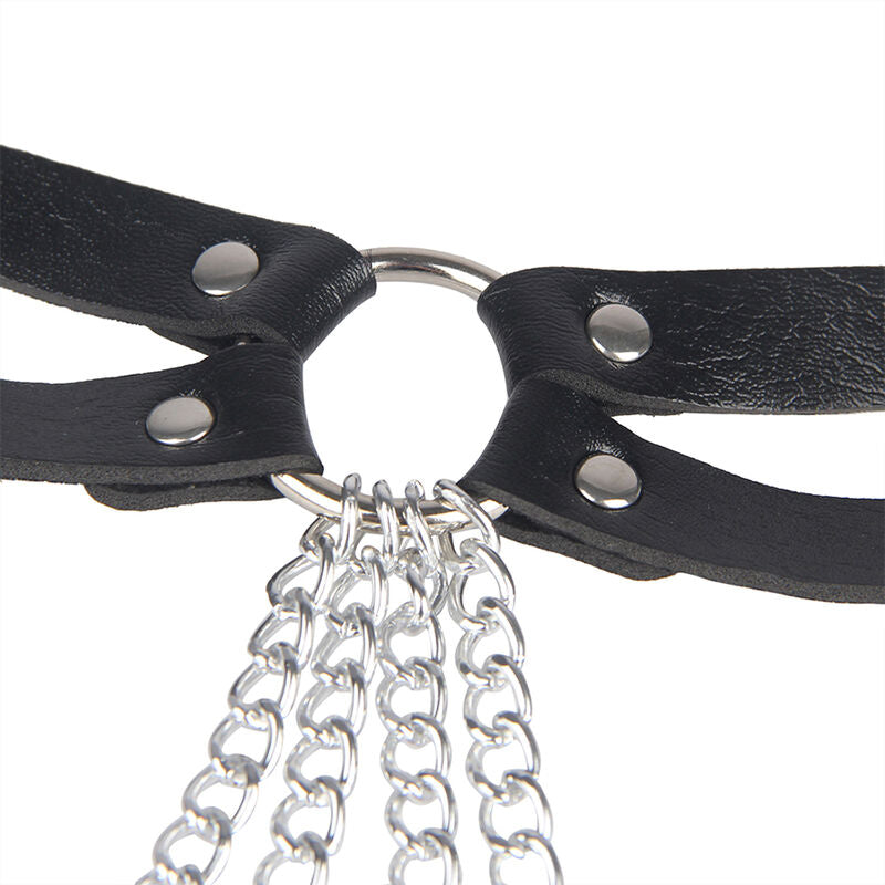 SUBBLIME - CINTURON DE PADLOCK ANILLAS CUERO NEGRO TALLA ÚNICA