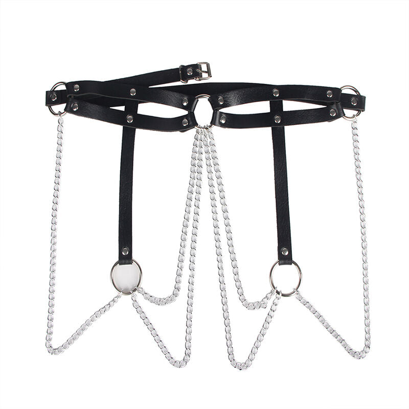 SUBBLIME - CINTURON DE PADLOCK ANILLAS CUERO NEGRO TALLA ÚNICA