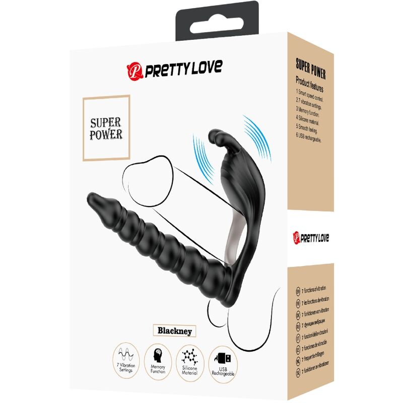 PRETTY LOVE - BLACKNEY ANILLO PENE WITH PLUG VIBRADOR NEGRO