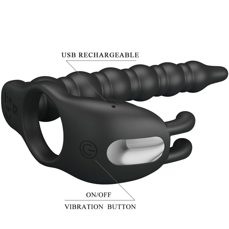 PRETTY LOVE - BLACKNEY ANILLO PENE WITH PLUG VIBRADOR NEGRO