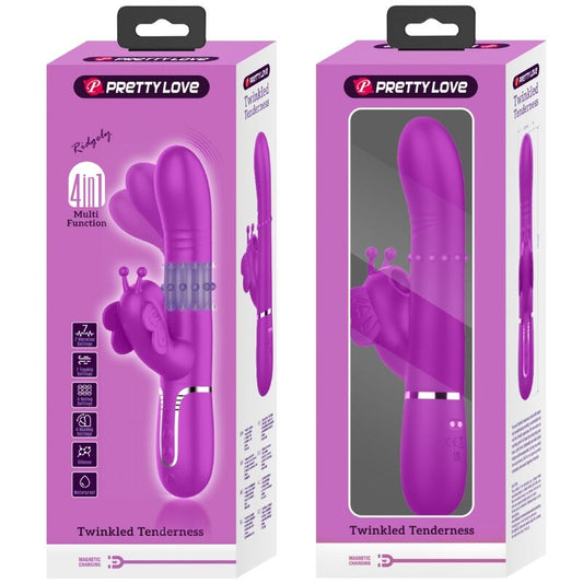 PRETTY LOVE - VIBRADOR RABBIT MULTIFUNCTION 4 IN 1 MARIPOSA FUCSIA