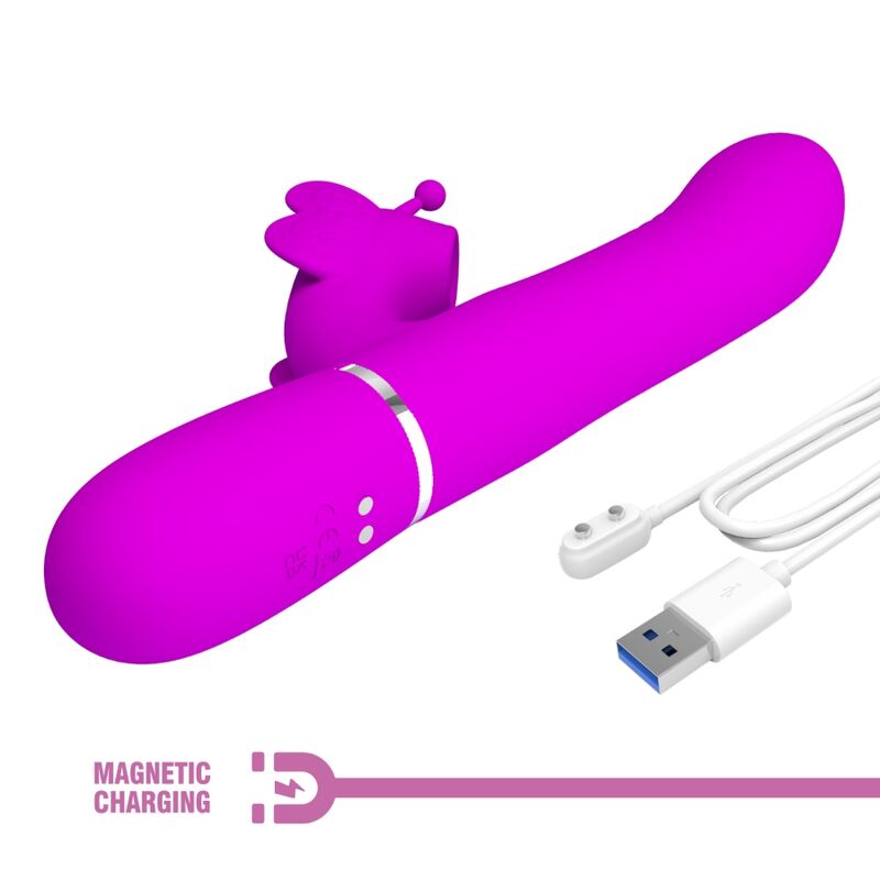 Pretty Love – Vibrateur multifonction lapin 4 en 1 papillon fuchsia