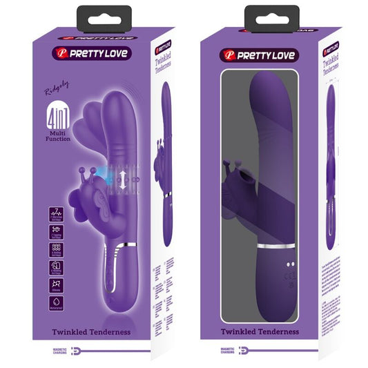 PRETTY LOVE - VIBRADOR RABBIT MULTIFUNCTION 4 IN 1 MARIPOSA MORADO