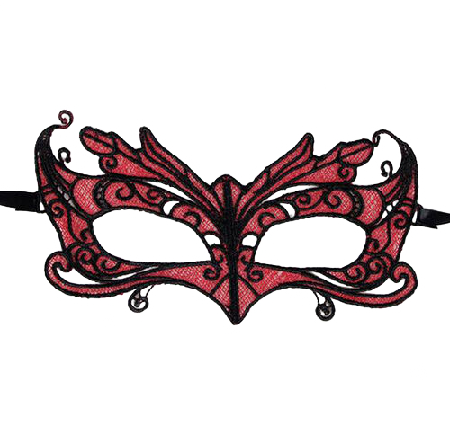 Queen Lingerie – Masque en dentelle détails rouges
