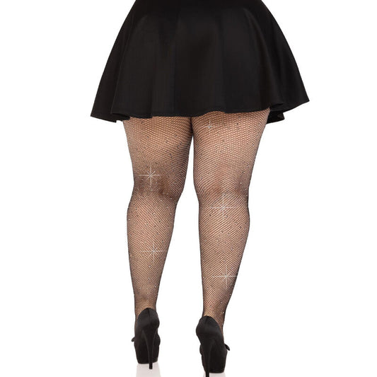 LEG AVENUE - BAS MAILLE CRISTALISÉE CARAMEL GRANDE TAILLE