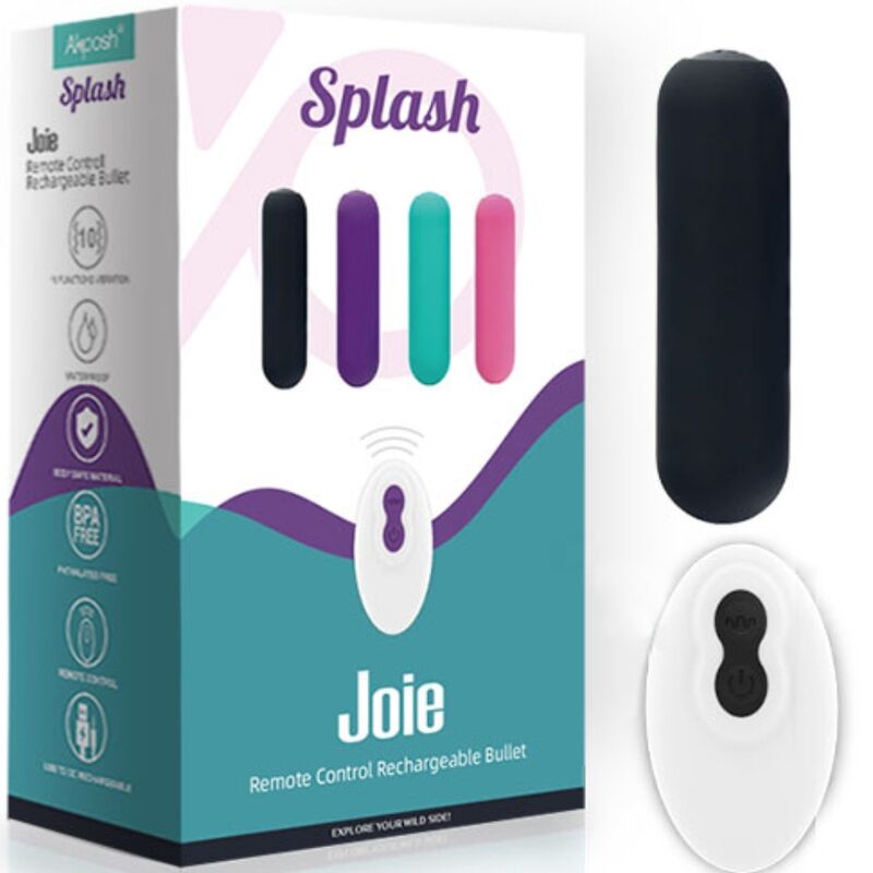 ARMONY - SPLASH JOY BALA VIBRADORA SILICONA CONTROL REMOTO 10 VIBRACIONES 75 X 19 CM NEGRO