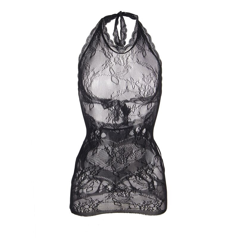 SUBBLIME - 952075 VESTIDO CORTO DE REJILLA CON ESPALDA DESCUBIERTA Y DETALLE DE COLAZÓN NEGRO TALLA ÚNICA