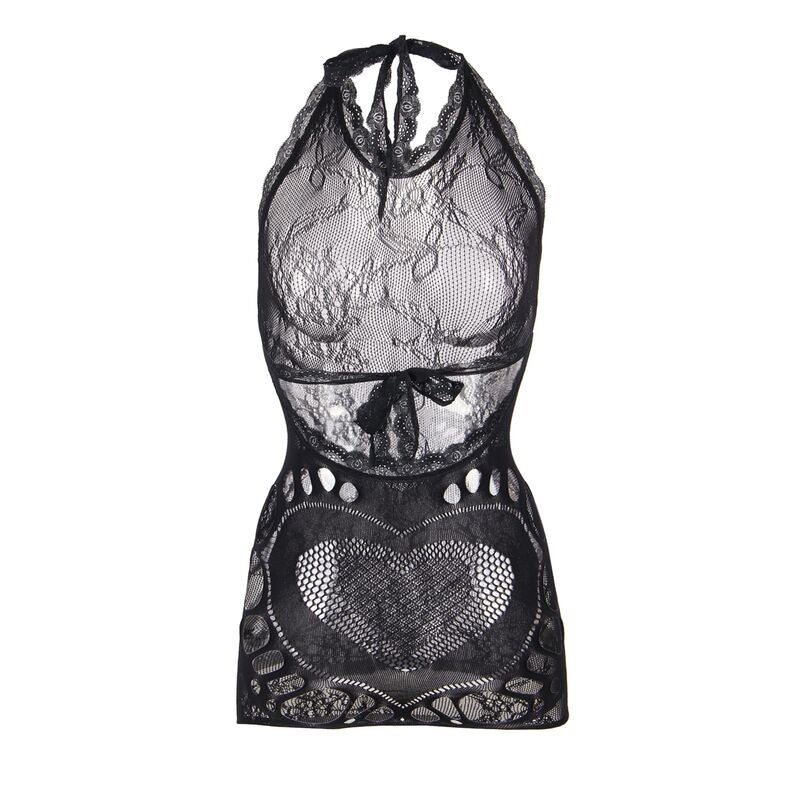 SUBBLIME - 952075 VESTIDO CORTO DE REJILLA CON ESPALDA DESCUBIERTA Y DETALLE DE COLAZÓN NEGRO TALLA ÚNICA