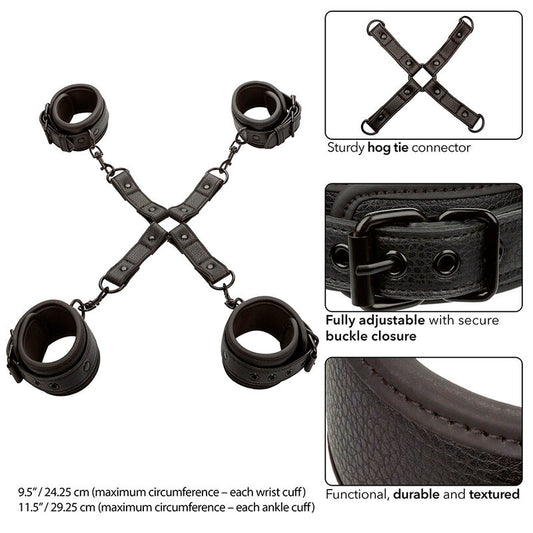 CALEXOTICS - NOCTURNAL CONECTOR HOG TIE ADJUSTABLE CUERO NEGRO