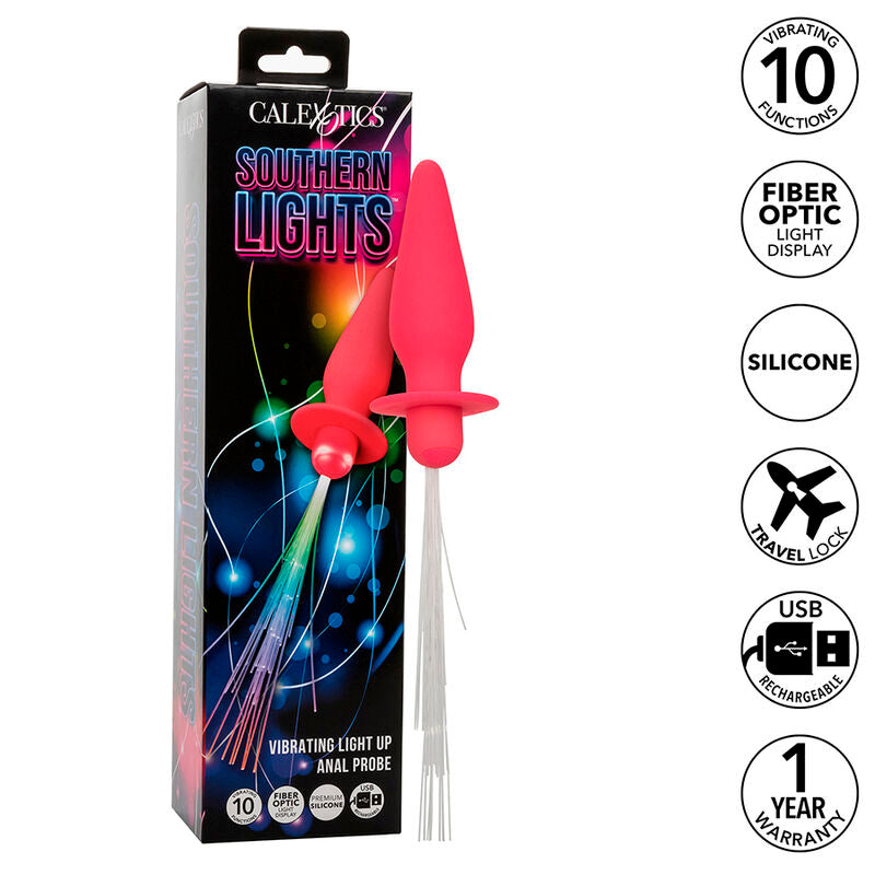 CALEXOTICS - SOUTHERN LIGHTS LIGHT UP PLUG ANAL WITH LIGHTS 10 VIBRACIONES SILICONE PINK