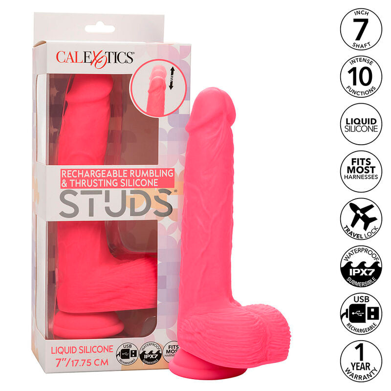 CALEXOTICS - STUDS VIBRADOR REALISTICO 10 VIBRACIONES Y ROSA