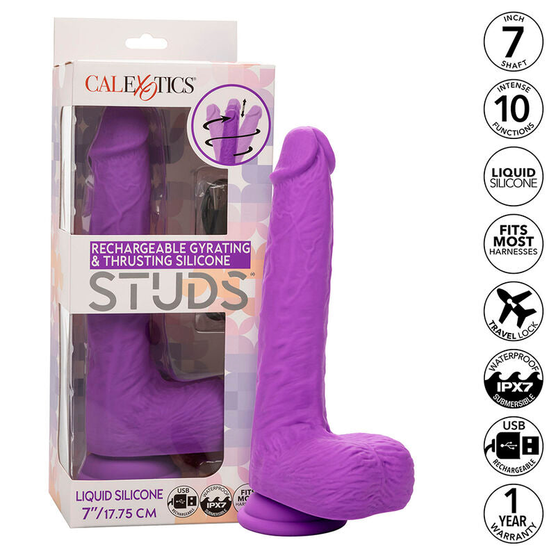 CALEXOTICS - STUDS RECARGABLE VIBRADOR Y GIRATORIO 10 VIBRACIONES VIOLETA