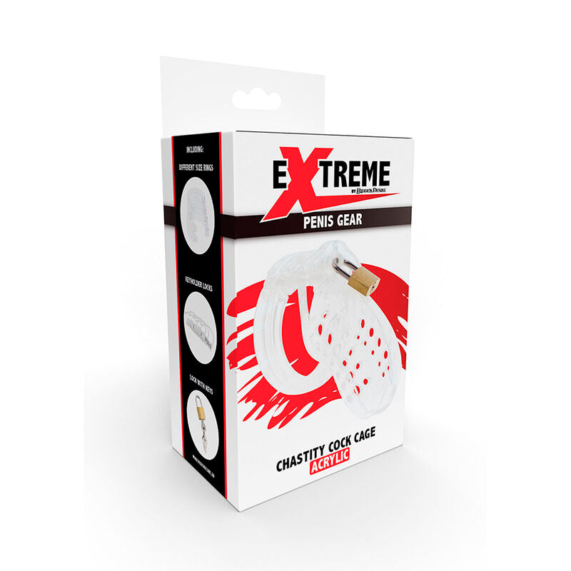 HIDDEN DESIRE - EXTREME JAULA DE CASTIDAD ACRÍLICA ADJUSTABLE TRANSPARENT