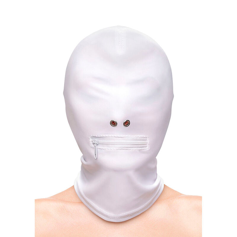 NS Novelties – Fetish & fashion capuche bouche fermée à fermeture éclair nylon blanc