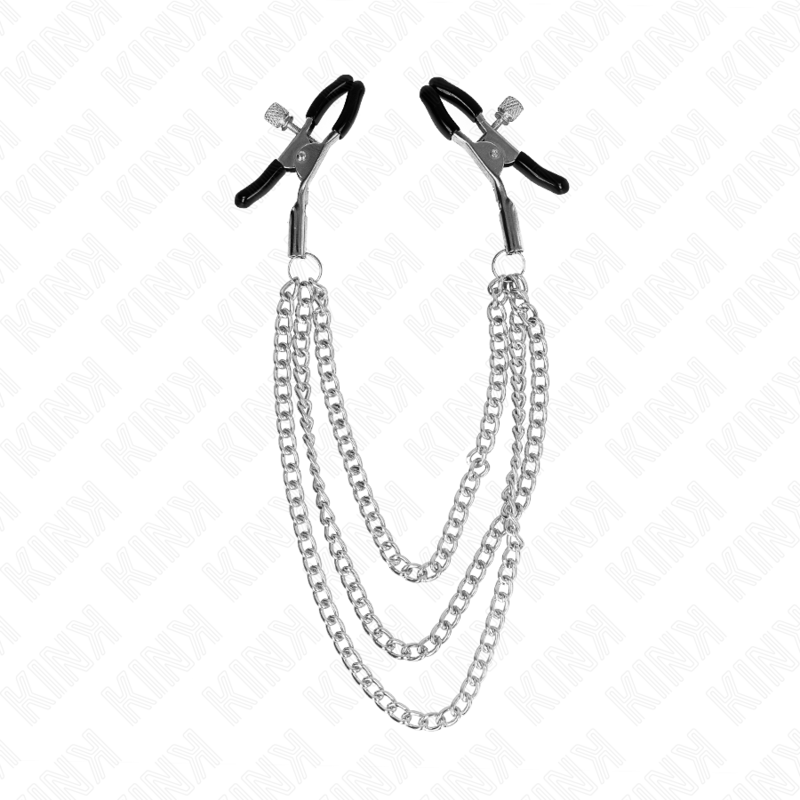 KINK - PINZAS PARA PEZONES WITH TRIPLE CADENA PLATEADO 20/23/28 CM