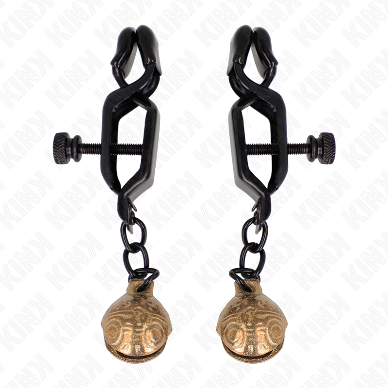 KINK - PINZAS PARA PEZONES PLANAS NEGRO WITH CASCABEL 7 CM