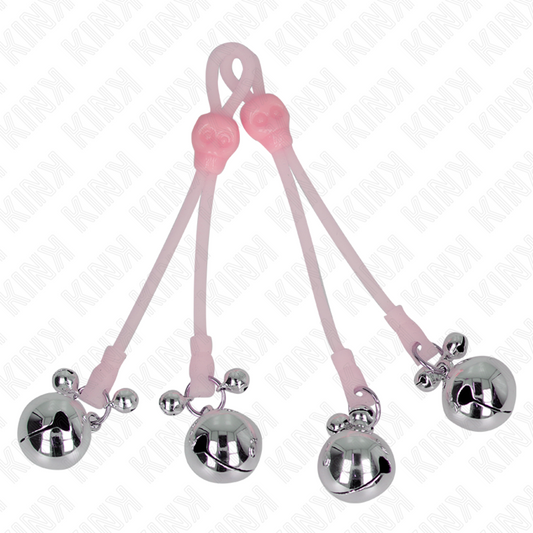 KINK - PINZAS PARA PEZONES LUMINOSAS FORMA CALABERA WITH CASCABEL SONORO ADJUSTABLE ROSA / PLATEADO
