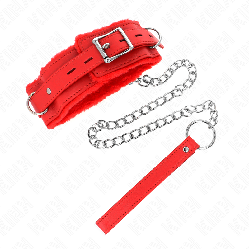 Kink – Collier avec laisse 65 cm avec restrictions rouge 36-42 cm x 5,5 cm