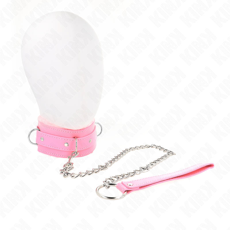 Kink – Collier avec laisse 65 cm avec restrictions rose 36-42 cm x 5,5 cm