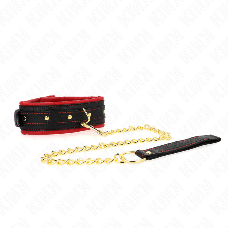 Kink – Collier avec laisse en tissu uni ajustable 33-48 cm x 5,7 cm