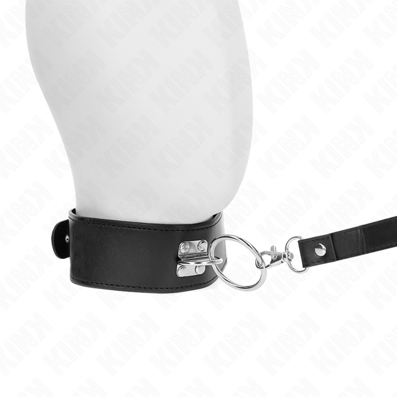 Kink – Laisse cloutée 116 cm collier avec sangle en cuir 50 x 5 cm