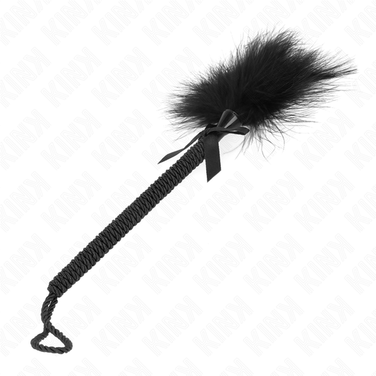 KINK - MASAJEADOR DE CUERDA DE NAILON WITH PLUMAS PARA COSQUILLAS Y LAZO NEGRO 25 CM