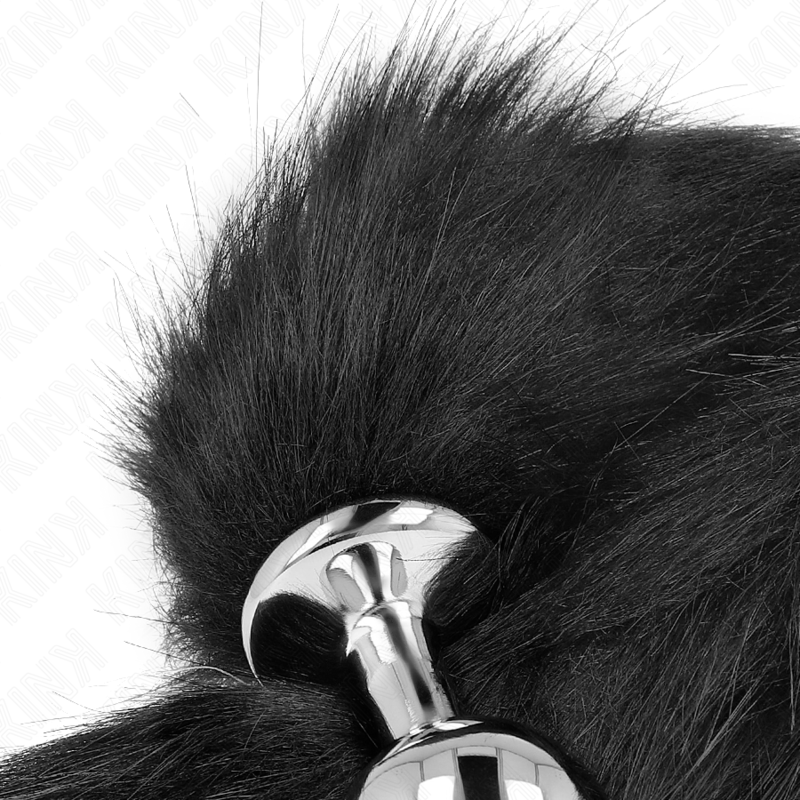 KINK - ANALE PLUG MAAT 8 X 3,5 CM MET COLA SINTÉTICA 40 CM ZWART